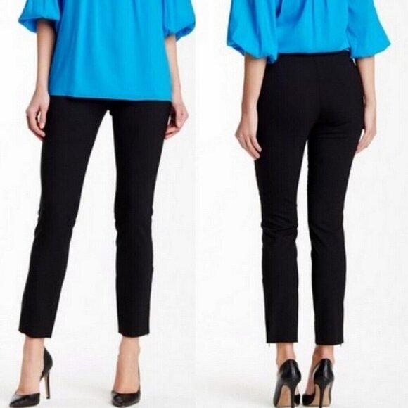 NWT Diane von Furstenberg Jordy Stretch Wool Zip Cuff Ankle Pants Black 2 - Picture 1 of 5